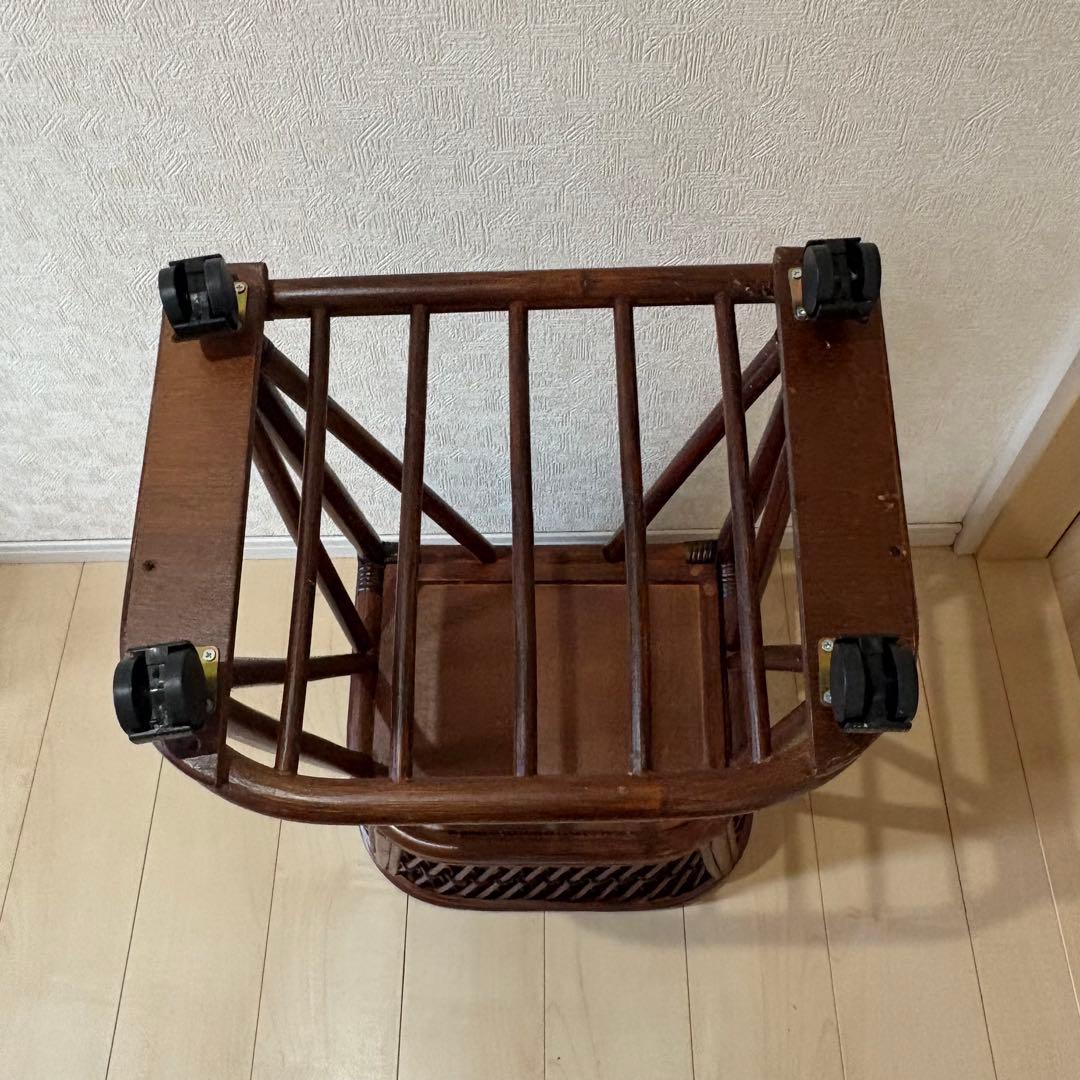 ラタン 籐製 ランドリーバスケット ラック ワゴン 収納