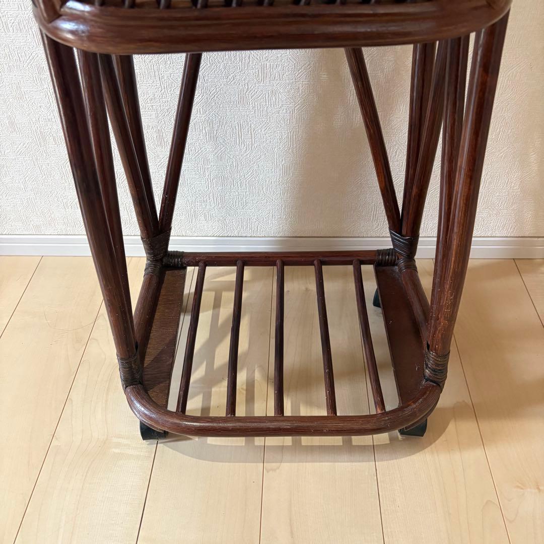 ラタン 籐製 ランドリーバスケット ラック ワゴン 収納