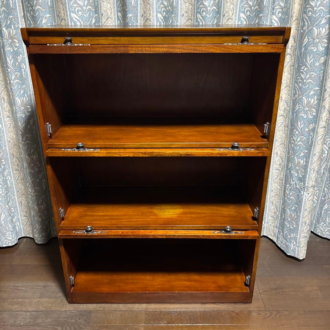 【良品】アンティーク ガラス棚 ブックケース フラップ式扉