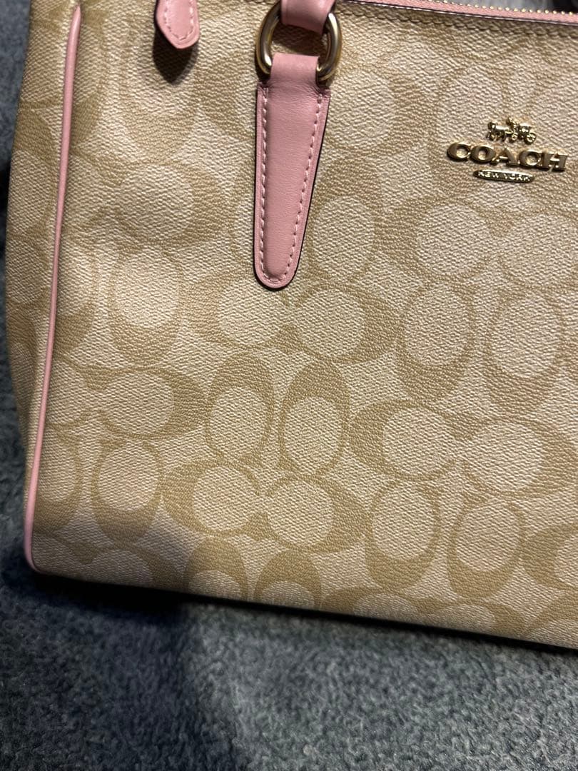 COACH ショルダーバッグ ベージュ ピンク 2WAY 美品