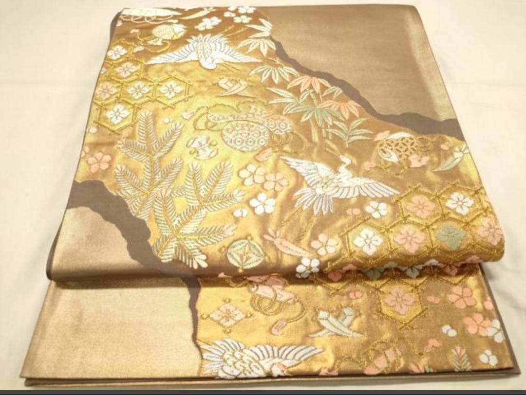 振袖 フルセット6点サイズM〜Ｌ刺繍　吉祥花蝶文　暈し染め　金糸　金彩　正絹