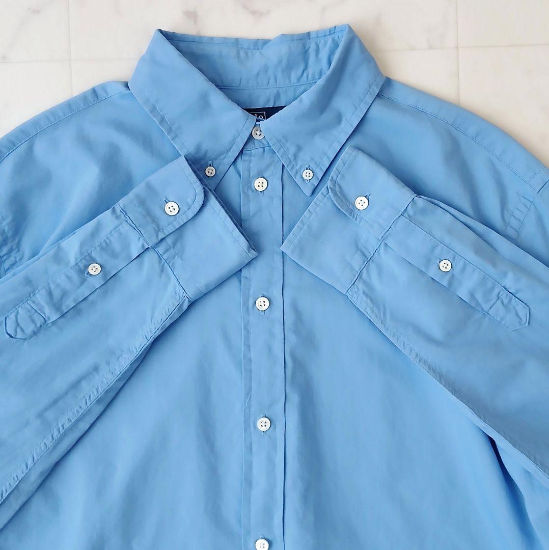 美品 ポロ ラルフローレン 現行 コットン 柔らか ボタンダウンシャツ ブルー