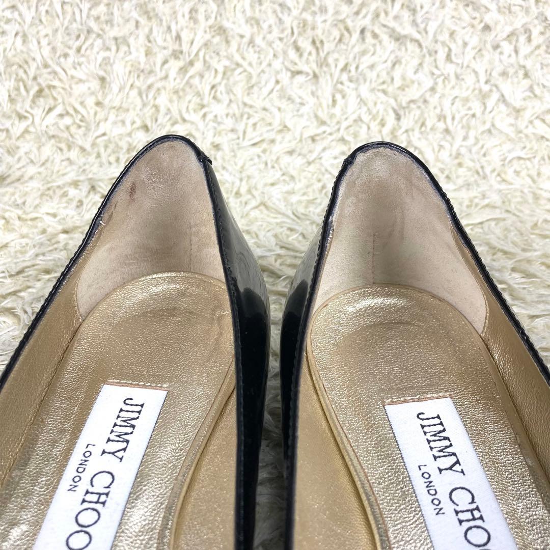 『極美品』JIMMY CHOO オペラシューズ パンプス フラット リボン 黒