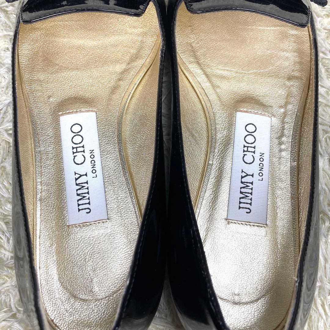 『極美品』JIMMY CHOO オペラシューズ パンプス フラット リボン 黒