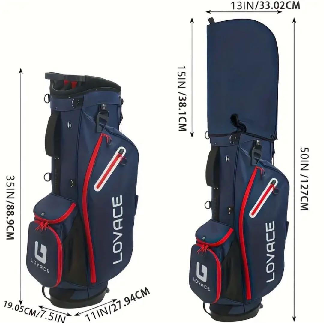 LOVACE スタンドキャディバッグ　ゴルフバッグ　新品　ネイビー　軽量　防水