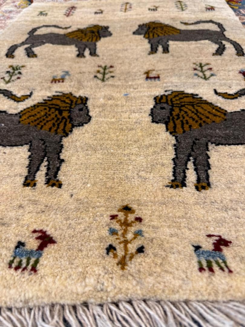 ギャッベ 67x92cm ペルシャ絨毯 手織り ギャベ 玄関マットラグ 絨毯