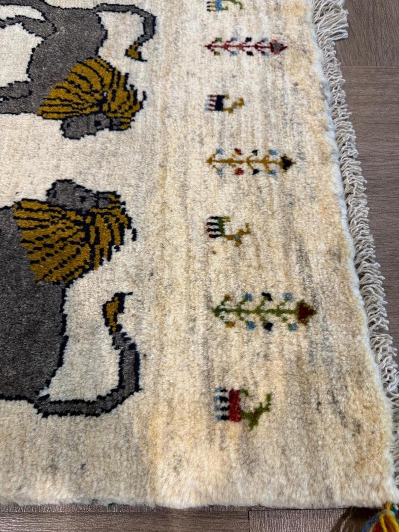 ギャッベ 67x92cm ペルシャ絨毯 手織り ギャベ 玄関マットラグ 絨毯