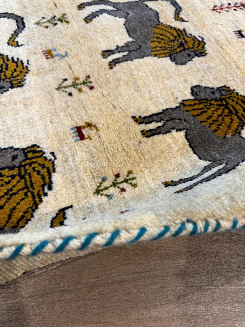 ギャッベ 67x92cm ペルシャ絨毯 手織り ギャベ 玄関マットラグ 絨毯