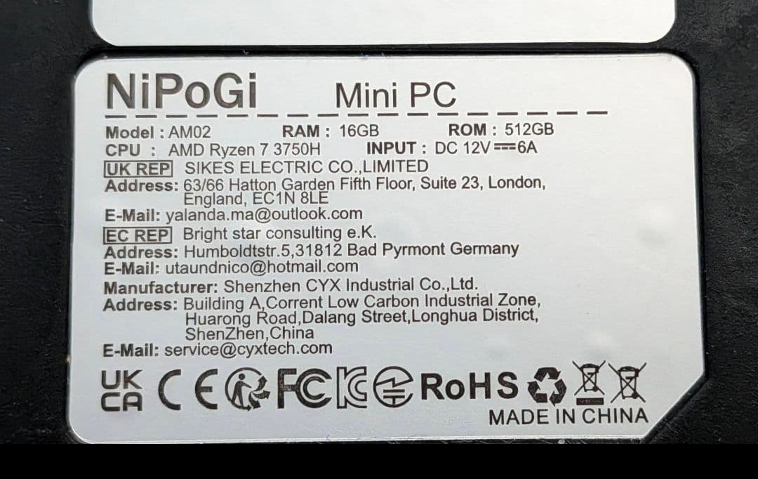 NiPoGi Ryzen7 16GB/512GB Windows11 ミニPC