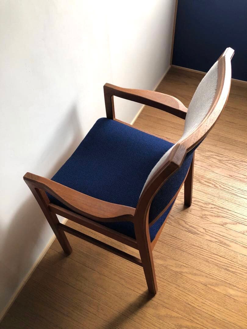 日田工芸 チーク無垢材 アームチェア② 生地新調 ダイニング デスクチェア 工芸