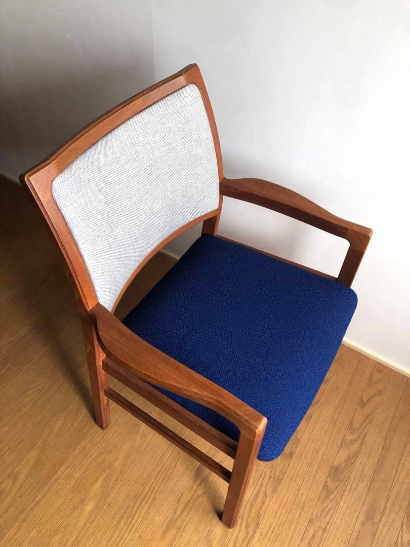 日田工芸 チーク無垢材 アームチェア② 生地新調 ダイニング デスクチェア 工芸