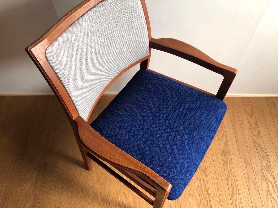 日田工芸 チーク無垢材 アームチェア② 生地新調 ダイニング デスクチェア 工芸