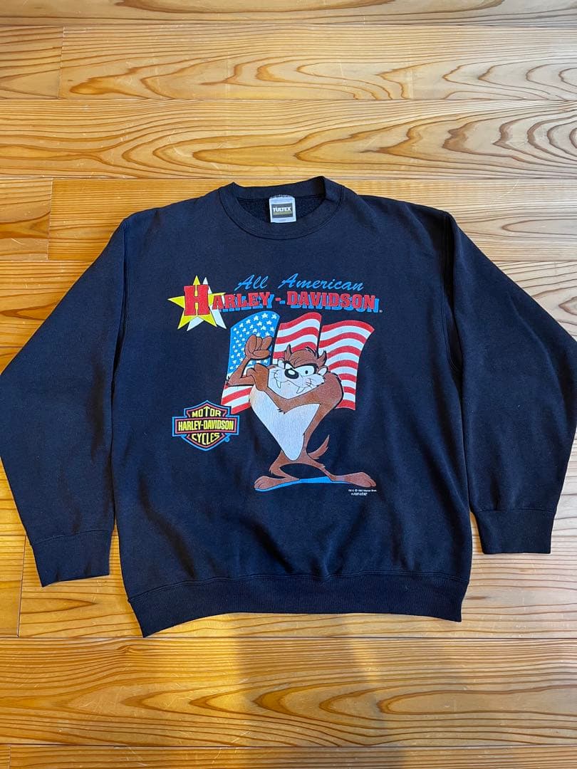 90sUSAHarley-Davidson×TAZスウェット ルーニーテューンズ