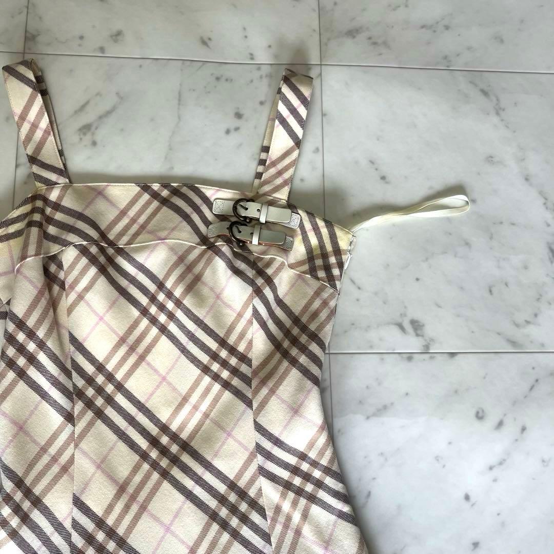 Burberrバーバリー　キャミソール　ノバチェック　ベルト　プリーツ　Aライン