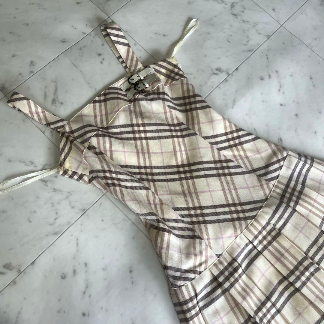 Burberrバーバリー　キャミソール　ノバチェック　ベルト　プリーツ　Aライン