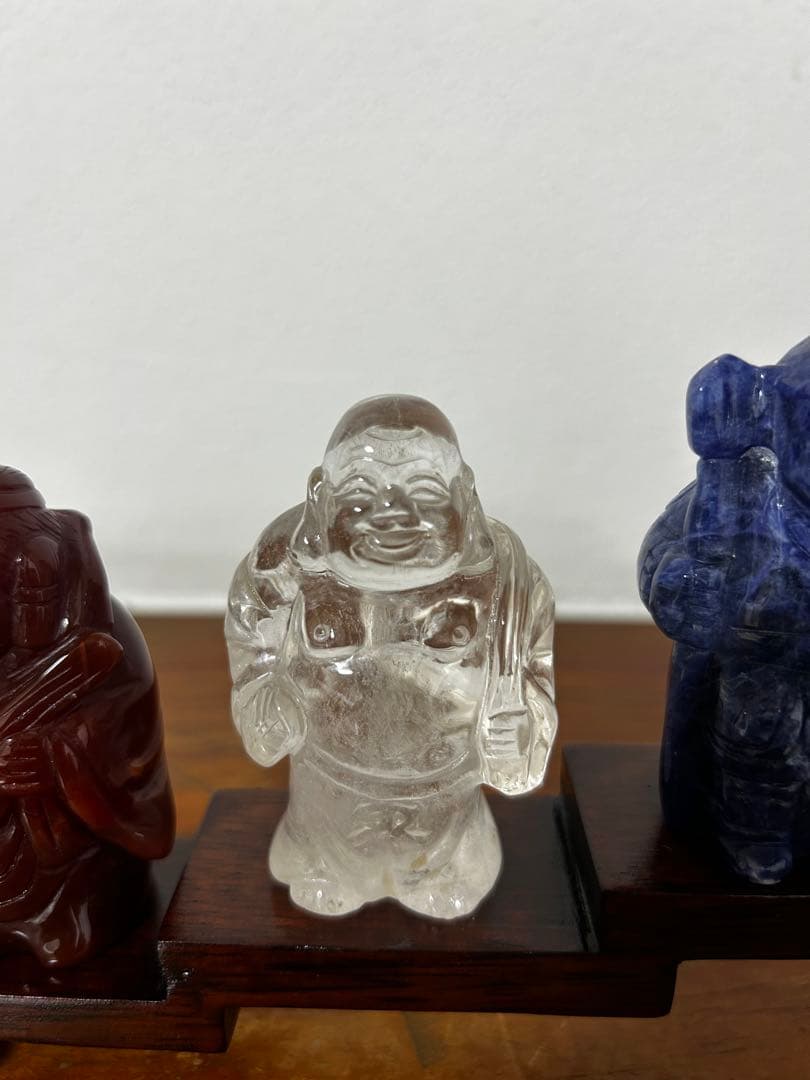 昆*庚様 七福神 天然石置物7体セット　超美品