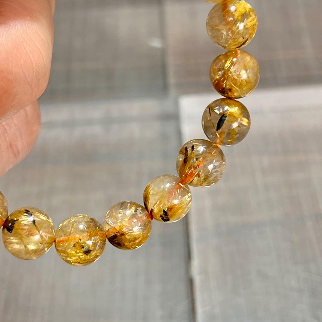 金運強　太陽放射ルチルブレスレット　ヘマタイト　ルチルクォーツ　2-1