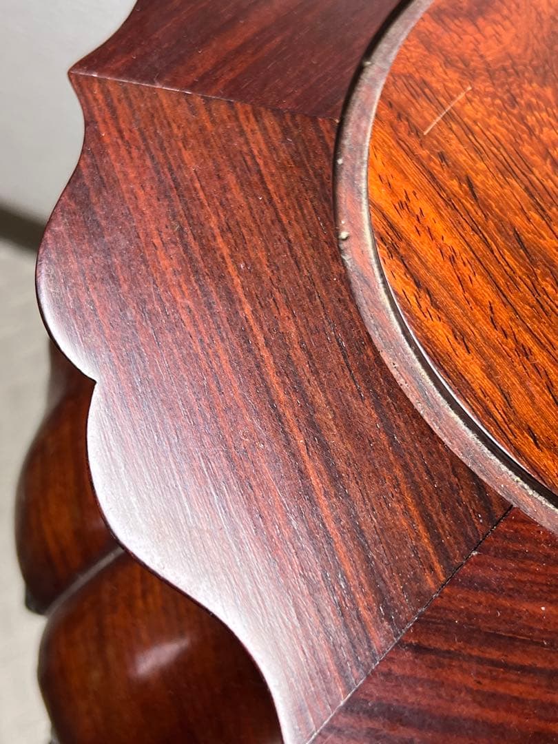 希少品 華道具 唐木 紫檀 ぶどう透かし彫リ 飾台 花台 香炉台 猫足 盆栽台