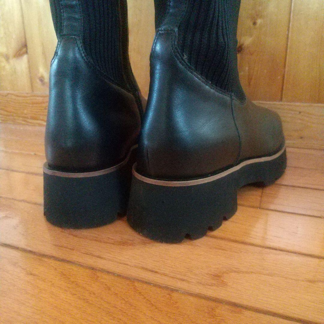 あしながおじさん伸縮性があって履きやすい厚底ソックスロングブーツ 23.5