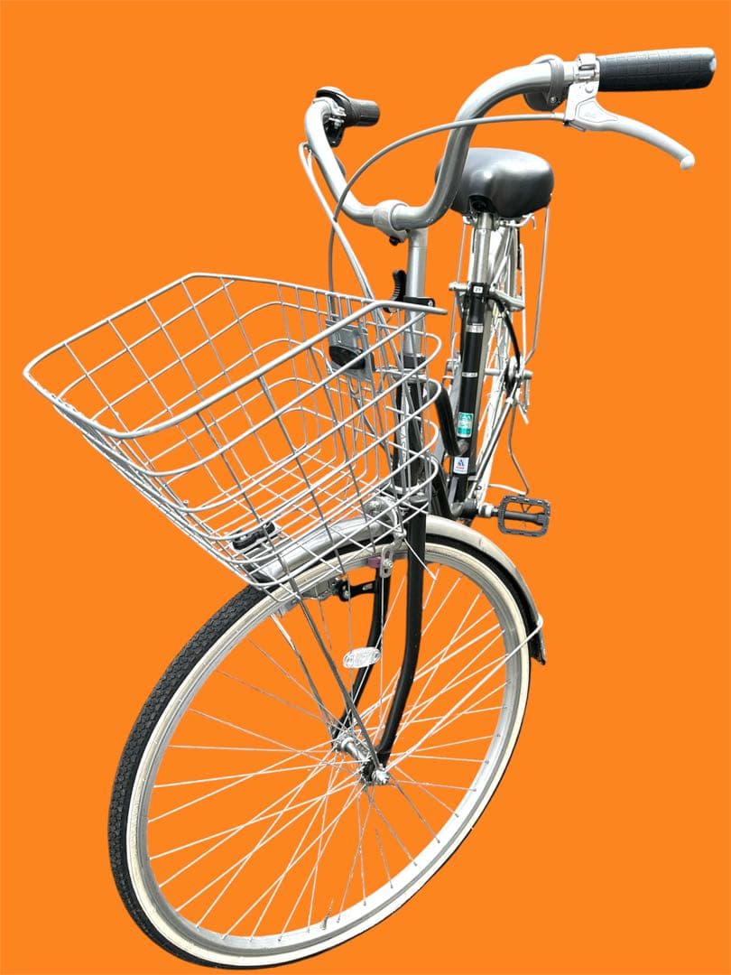 【大阪市周辺限定】シティサイクル ブラック 前カゴ付き