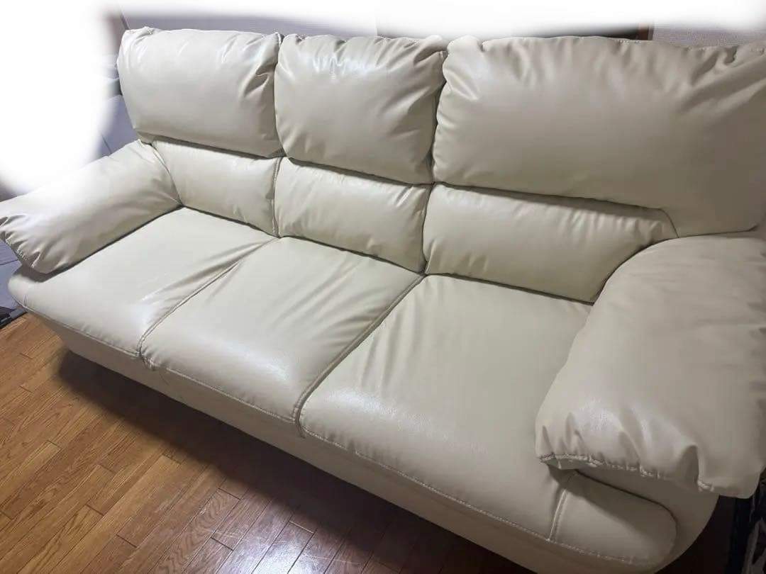 ★引取の場合13000円★レイコージャパン3人掛けソファ　アイボリー