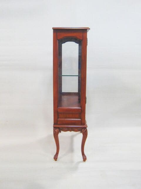 【マホガニー家具】　ディスプレイラック・キャビネット　（猫脚/引出1杯）