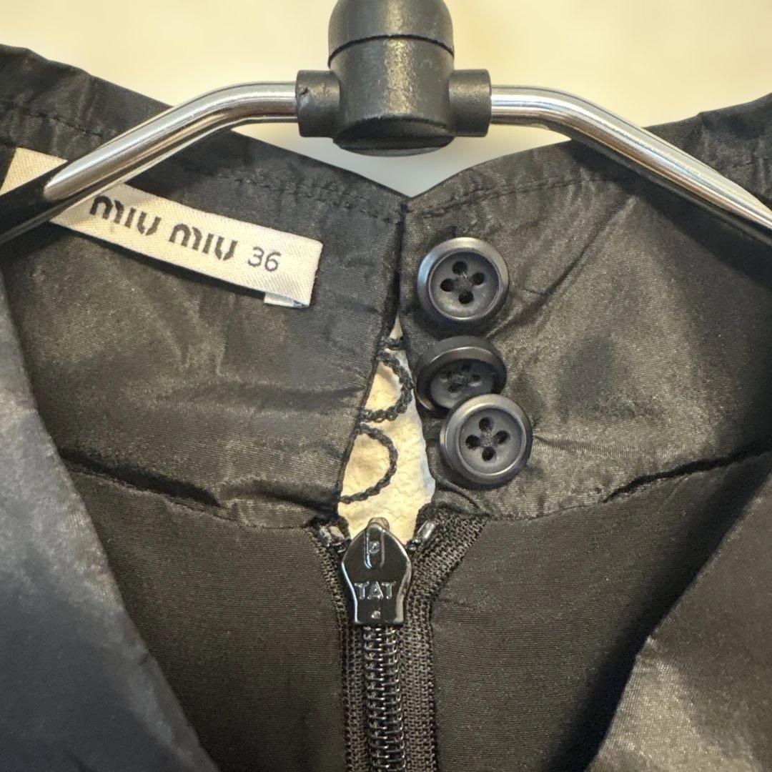 【みに】miu miu 襟付きミニワンピース ブラック 36