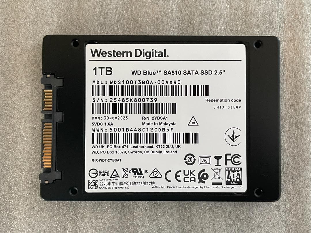 SSD 1TB 2.5インチ SATA WD Blue SA510