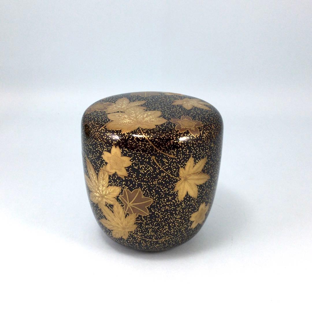 二代西村松逸　雲錦蒔絵棗　金沢の蒔絵師の薄茶器　茶道具