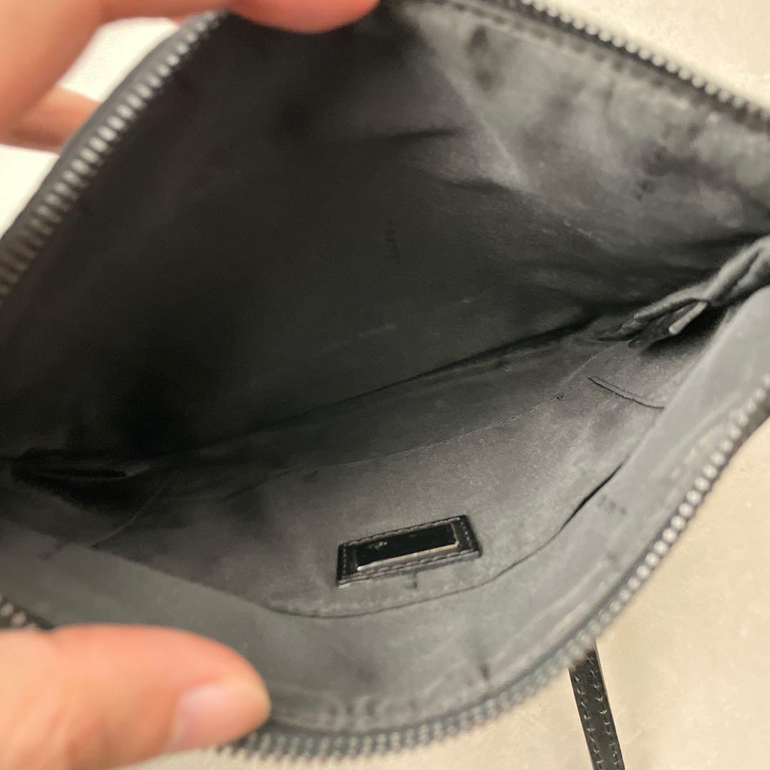 フェンディ FENDI キャンバス レザー ショルダーバッグ ブラック