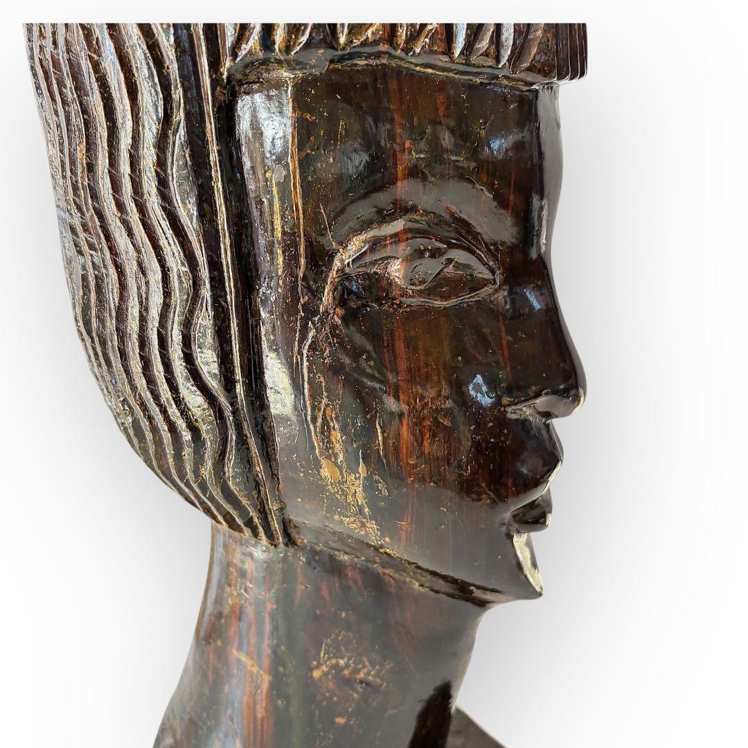 【民藝アート】アジアン木彫 人物像3体セット｜儀礼像・プリミティブオブジェ