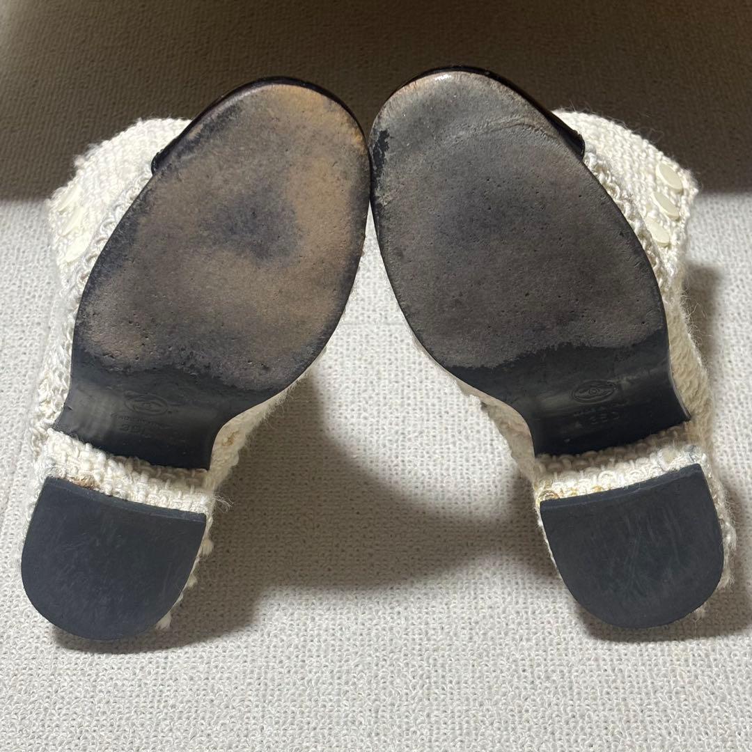 CHANEL ツイードブーツ　アイボリー　35