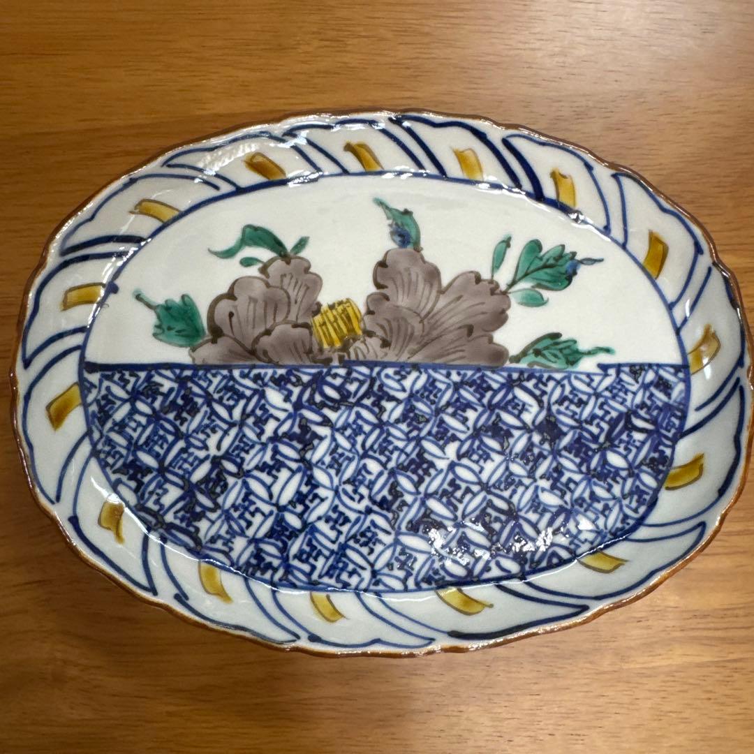 ⭐️九谷焼⭐️正木春蔵❤️牡丹 　輪花オーバル皿3枚セット