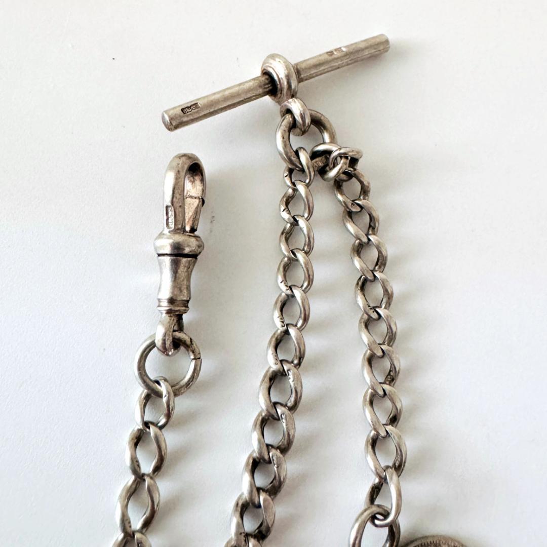 1921年★英国★アルバートチェーン/純銀製/アンティーク