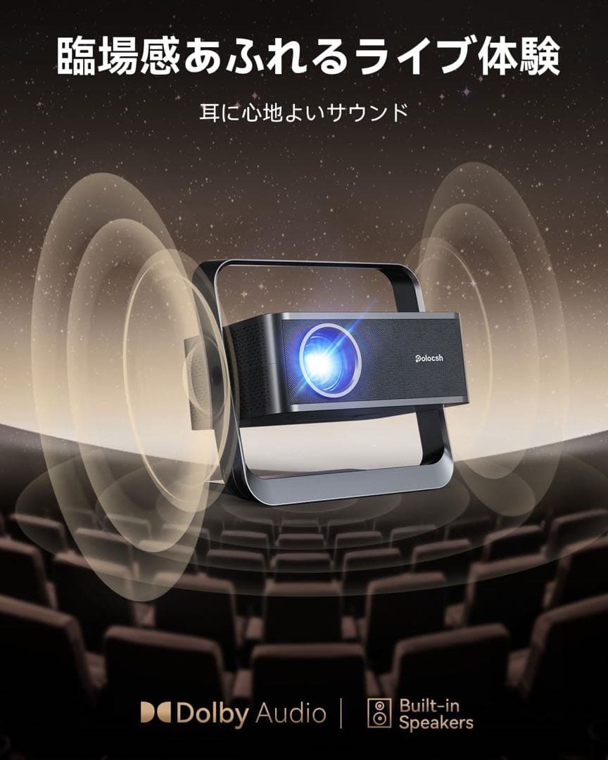 Polocshプロジェクター 1080P Netflix公式ライセンス 4K対応