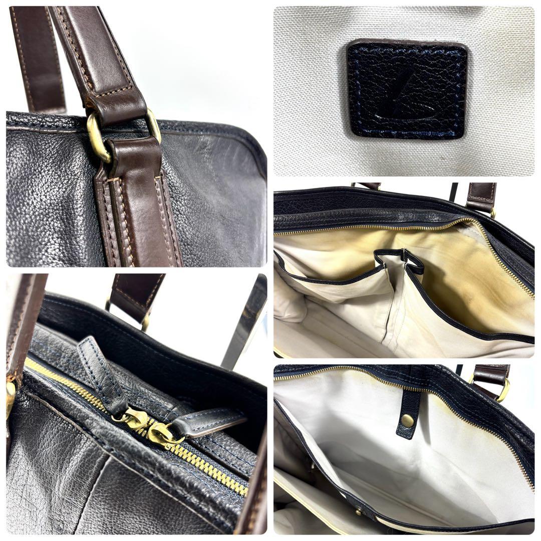 ✨外観美品✨ツチヤカバン ビジネスバッグ A4可 アルマス バッファロー 濃紺