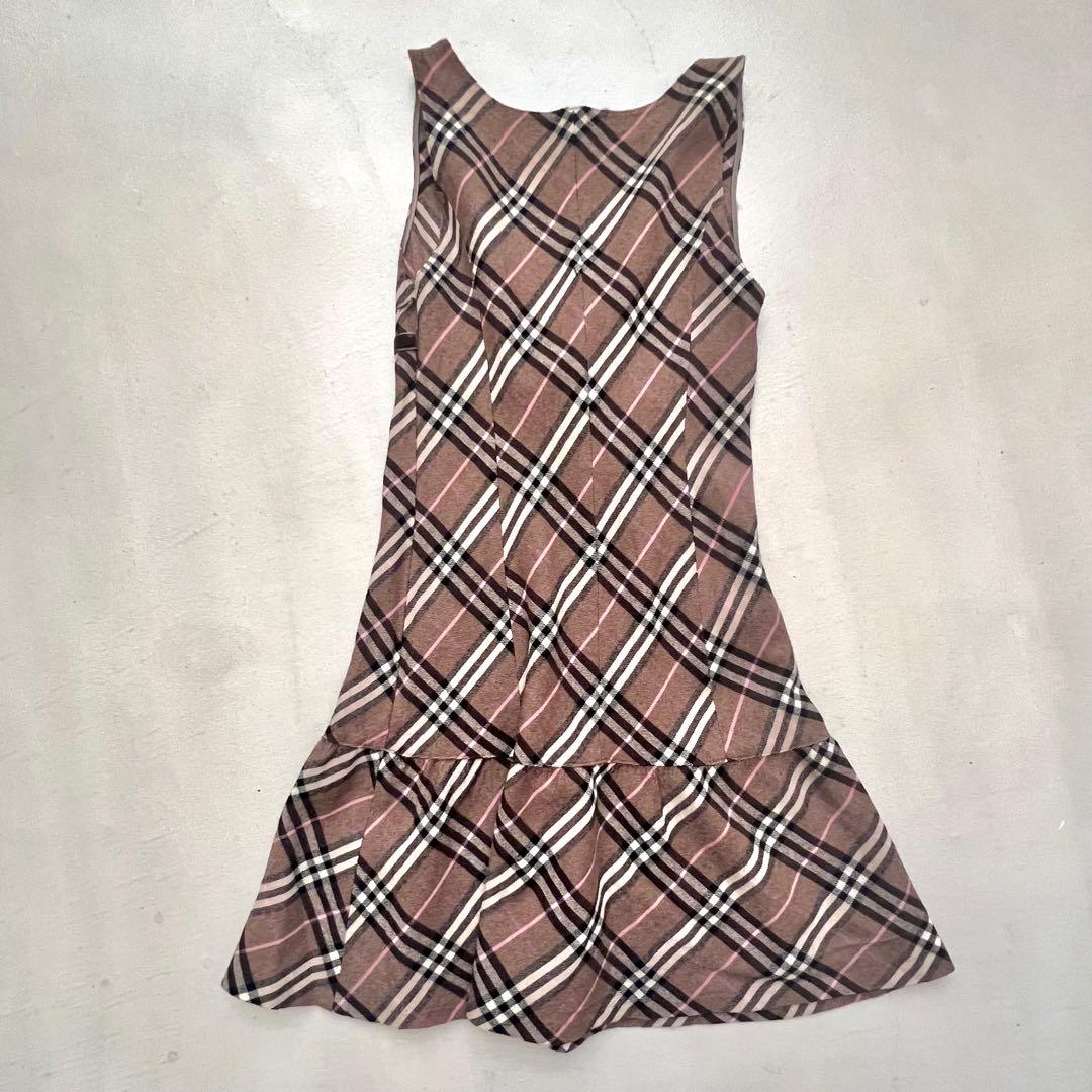 【極美品】バーバリーブルーレーベル ワンピース ノバチェック ベロアリボン 36