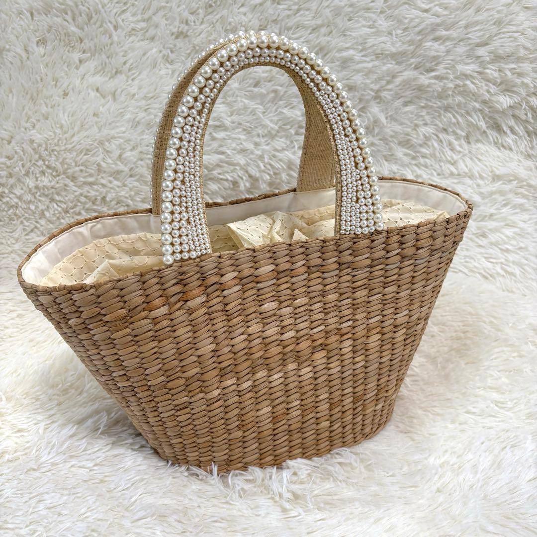 【極美品】TOCCA ✨かごバッグ　フラワー　パール　ハンドバッグ 花 ピンク