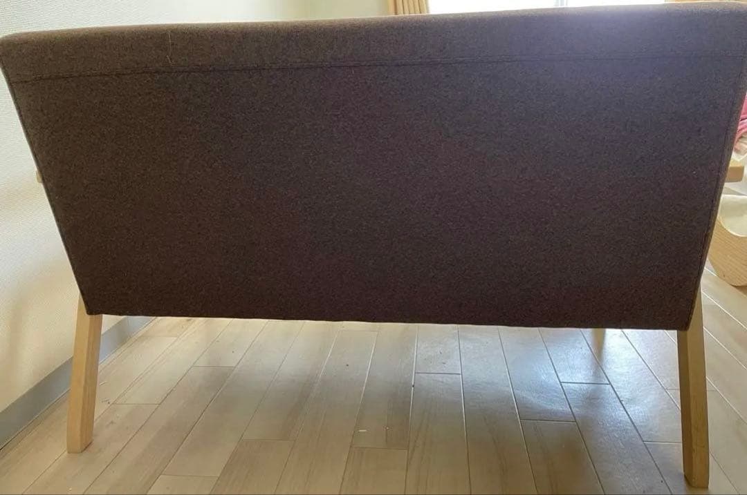 ブラウンファブリック 2人掛けソファ