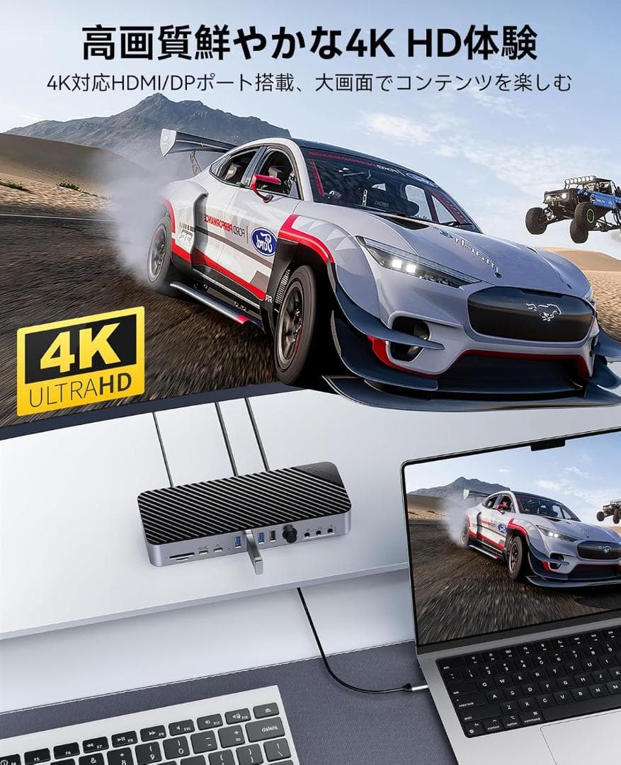 ORICO USB C ドッキングステーション 4画面拡張　4K HDMIポート