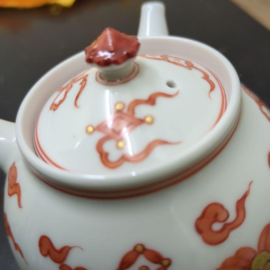 煎茶道具　和煌 北村和煌作 赤絵 金彩雲鶴文　急須　茶道具　煎茶