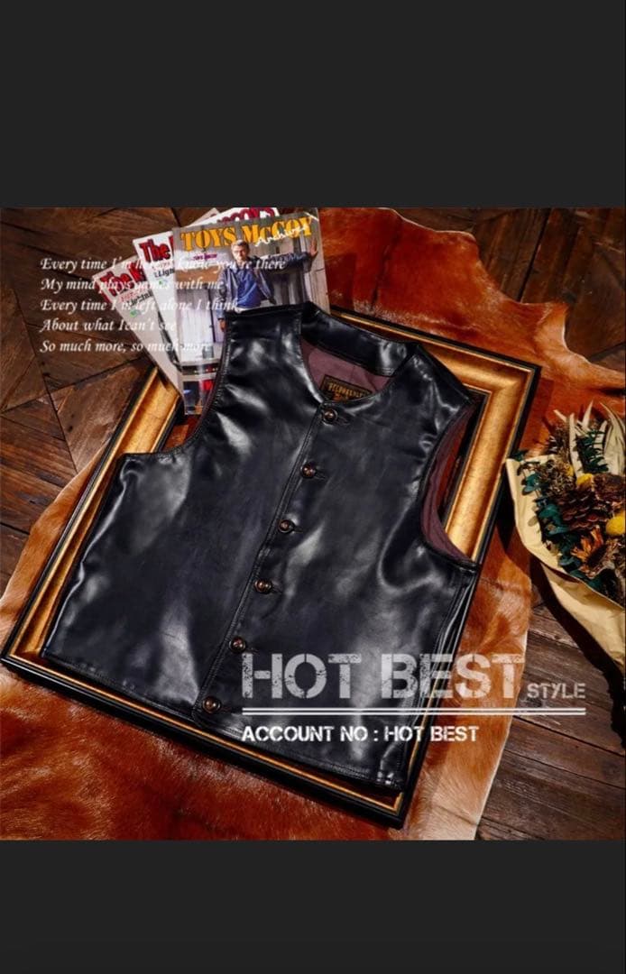 1.2mmの茶芯ホースハイド（馬革）を使用した、メンズ用レザーベストSサイズ