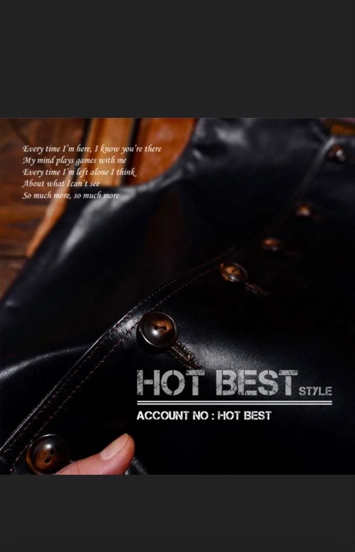 1.2mmの茶芯ホースハイド（馬革）を使用した、メンズ用レザーベストSサイズ