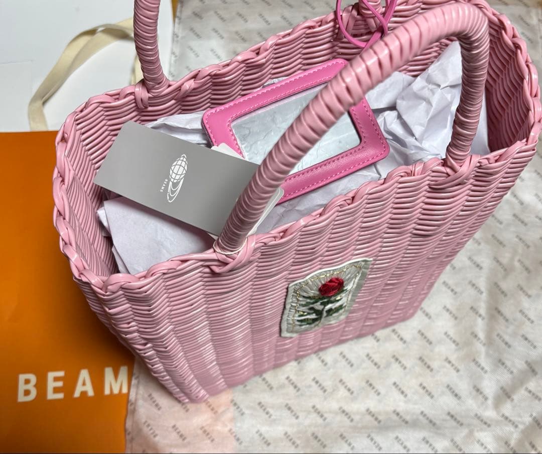 ルルメリー ビームス コラボ 手刺繍のかごバッグ