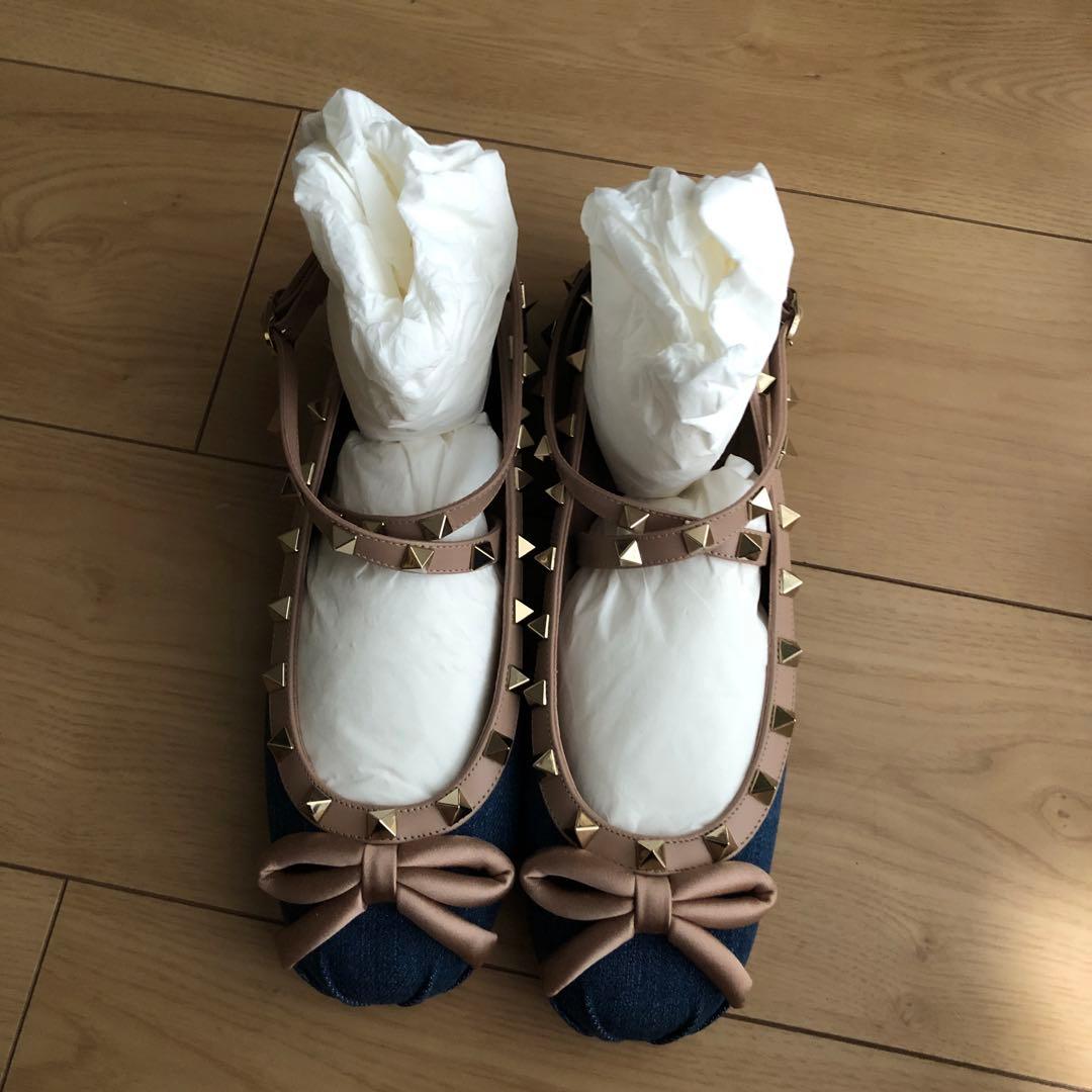極美品ヴァレンティノ　ロックスタッズバレリーナ　フラットシューズ　バレーシューズ