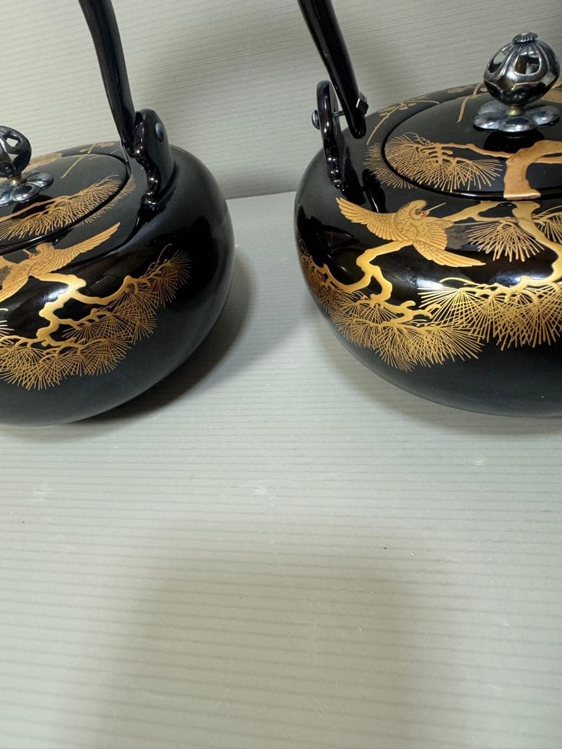 2230 輪島塗　松鶴　金蒔絵　銚子　2客