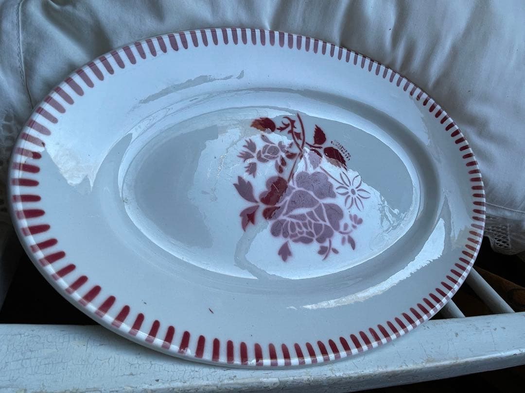 murakawa 陶器　リュネビル　オーバル　楕円形　大皿　薔薇　ラヴィエ