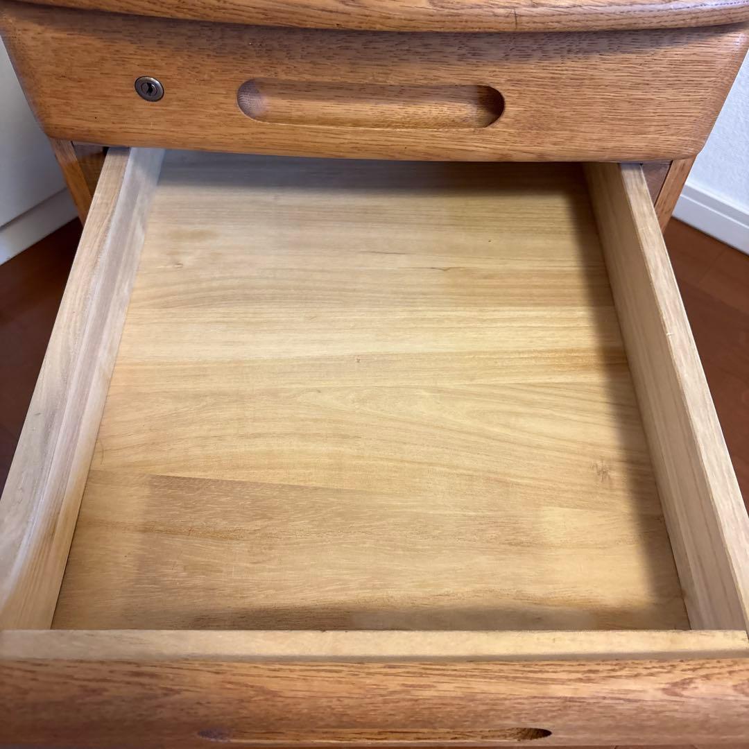 no34　木製デスク用ワゴン 3引き出し付き