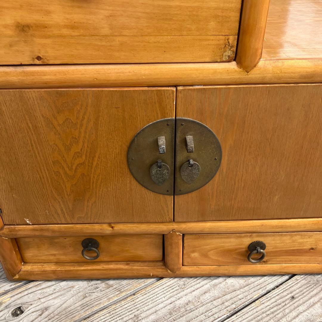 ② 昭和レトロ 中国古典家具 木製 階段箪笥 サイドボード 古家具 両面引き出し