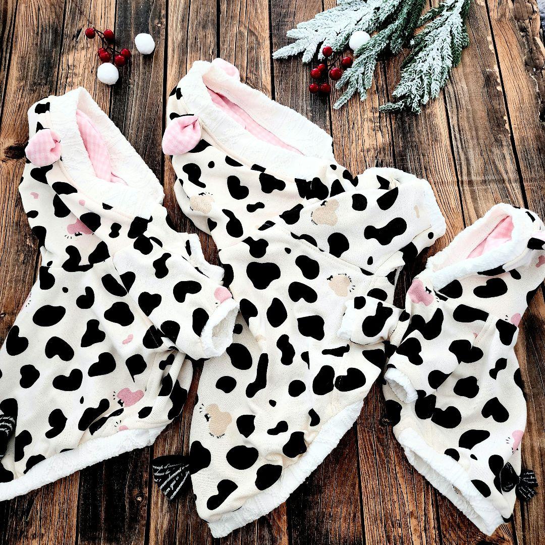 ぴーち様❤牛柄♡うし耳フード♡長袖♡ハンドメイド犬服♡